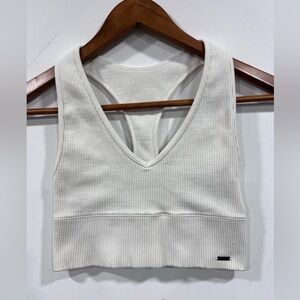 Gilly Hicks White Ribbed Cropped Bra/Tank Top